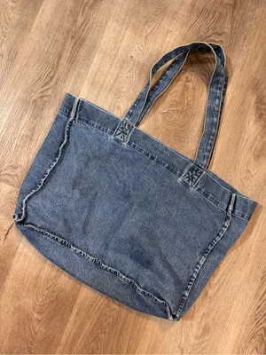 Good American Denim Tote Bag Purse Blue Jean Satchel thumbnail 1