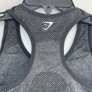 Gymshark Womens Sports Bra Activewear Sz XS Crop Top Logo Workout Gray Stretch thumbnail 4