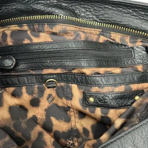 B. Makowsky Large Hobo Shoulder Bag Black Pebbled Leather Studded Gold Hardware thumbnail 8