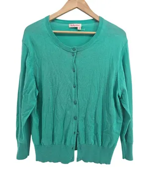 Fresh Produce Cardigan Womens XXL ALSCARD Teal Green Button Front EUC thumbnail 1