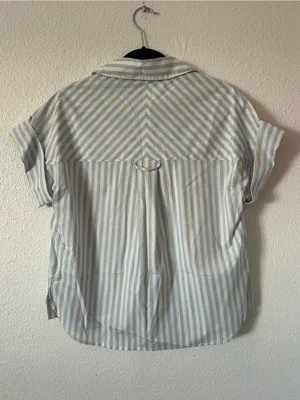 Casa cabana blue and white striped button down shirt sz small thumbnail 5