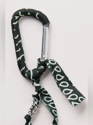 NWOT Free People Bandana Carabiner Bag Charm ~ Dark Green ~ Sold Out! thumbnail 3