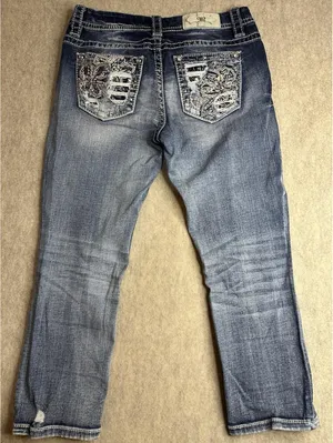 MISS ME Jeans Mid-Rise Easy Crop Curvy Distressed Size 27 Style E3374EFC thumbnail 8