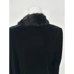 Vintage Cachet Velvet Black Cardigan Jacket Large Faux Fur Party‎ Wear Glamour thumbnail 4