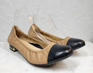 Nurture Luxford Ballet Flat Shoes Womens 7.5 Tan Black Leather Slip On Round Toe thumbnail 1