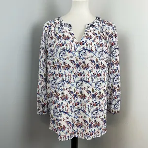 Anthropologie One September Boho Floral Abstract Mixed Media Caia Blouse Medium thumbnail 3