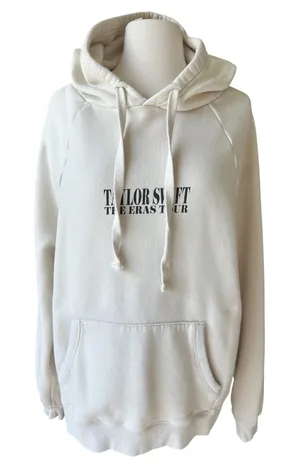 Taylor Swift Eras Tour Merch Hoodie Beige Graphic Concert Sweatshirt S *Flaws* thumbnail 1