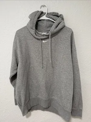 Nike Gray Crewneck Hoodie with White Swoosh Size Small thumbnail 9