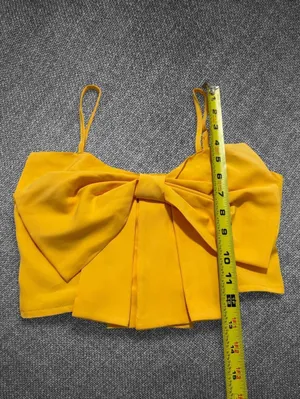 Yellow Oversized Bow Cropped Cami Top Size Small thumbnail 4