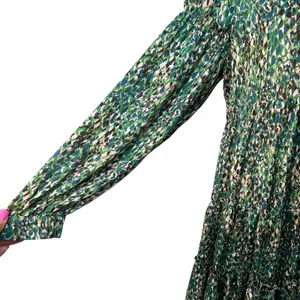Easel Floral Green Tiered‎ Babydoll Dress S Flowy Earthy Indie Tiered Boho NWT thumbnail 4