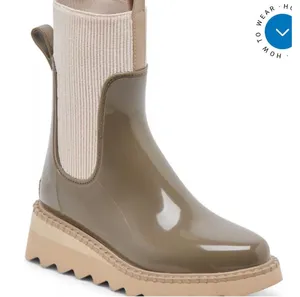 Dolce Vita Tropic H2O Rain Boots Women 8 Dark Moss Patent Stella Waterproof Lug‎ thumbnail 1