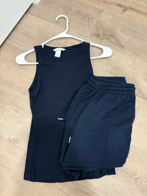 H&M Navy Tank And Shorts Set Size Small thumbnail 2