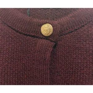 Zara Burgundy Maroon Gold Button Cardigan Sweater Size L NWT Quiet Luxury thumbnail 8