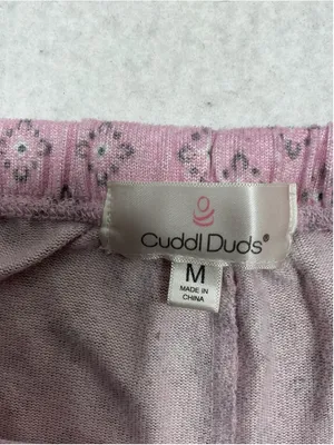 Womans Excellent Cuddl Duds 2 Pc Pajama Set Medium Pink Gray thumbnail 2