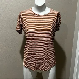 Madewell tan striped short sleeve t-shirt thumbnail 2