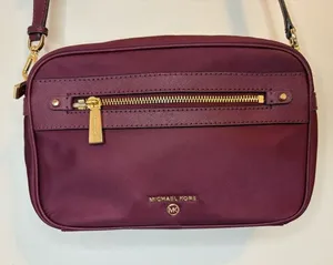 Michael Kors Burgundy Nylon Crossbody Camera Bag Gold Hardware thumbnail 1
