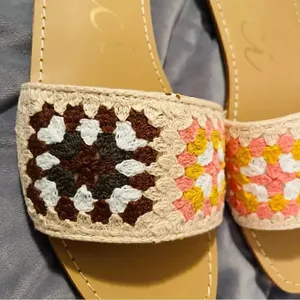 CCOCCI Crochet Walking Above Brown Multi Slide Sandals Brown Blush Multi 8 thumbnail 6