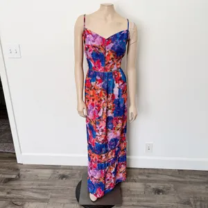 [City Chic] Blue Purple Abstract Floral Print Stained Glass Maxi Dress Sz 20 / L thumbnail 2