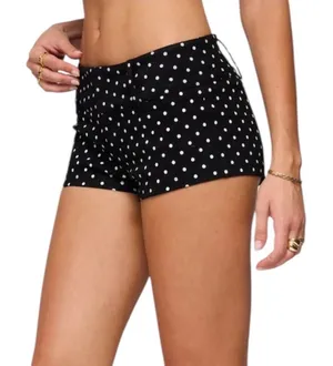 NWT Edikted Black White Polka Dot Short Shorts Stretch Low Rise M thumbnail 1