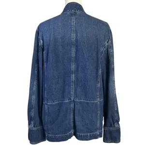 Free People Imogene Denim Officer Jacket in Ensign Wash Large Military Denim thumbnail 13