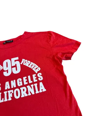 Zara Red Graphic Baby Tee Los Angeles California Short Sleeve Size Small thumbnail 6