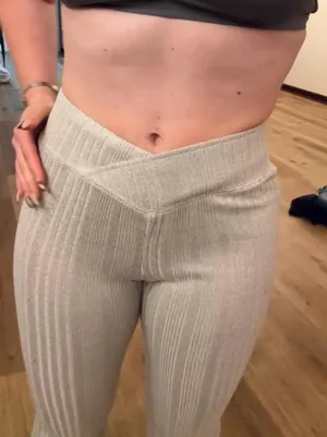 Flirtitude Beige Bootleg Yoga Pants thumbnail 4
