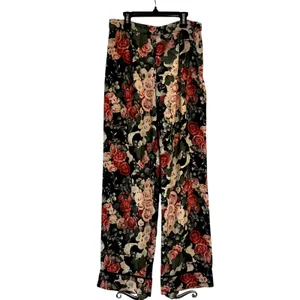 Anna Sui Wide Leg Floral Pants Size 6 black red green thumbnail 2