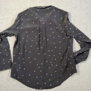Rails Women's Small Black Star Print 100% Silk Long Sleeve Button Up Shirt thumbnail 9
