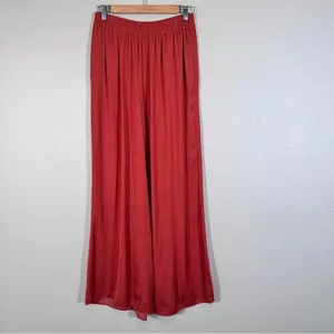 Zara Orange Satin Wide Leg Pull On Pants Womens S High Rise Casual Boho Fall thumbnail 13