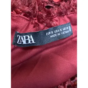 Zara Women's Red Sequin Fringe Halter Sleeveless Open Back Blouse Top Size S thumbnail 5