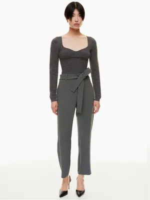 Aritzia Wilfred belt waist cropped crepe pants sz 8 teal thumbnail 2