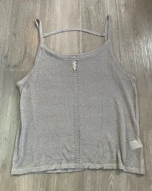 NWOT POL Sheer Knit Tank – Grey Size Small thumbnail 1