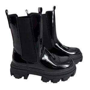 Dream Pairs Womens Black Patent Chunky Platform‎ Chelsea Lug Sole Boots Size 5.5 thumbnail 1