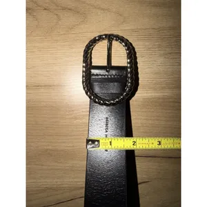 Rebecca‎ Minkoff Women's Black Leather Belt Silver Twist Oval Bucket Sz S 37" thumbnail 5