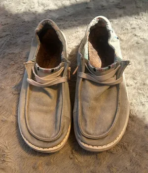Hey Dude Wendy Slip-Ons in Beige with Pastel Pattern thumbnail 1