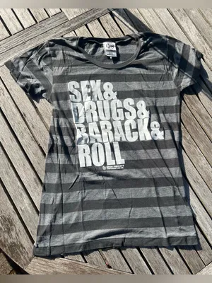 Sex & drugs & Barack & roll Fidelity Black & Gray Striped women’s slim fit thumbnail 1