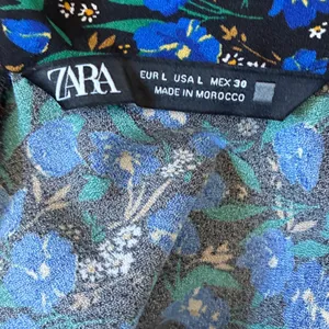 Zara Womens Blue Floral Cold Shoulder Mock Neck‎ Long Sleeve Midi Dress Large thumbnail 4