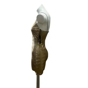 Lulus Gold Bodycon Dress Women's S Sleeveless Party Cocktail Short thumbnail 3