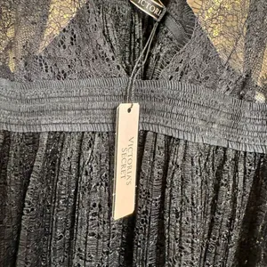 Victorias Secret Black Lace Goth Witchy Pleated Babydoll Nightie Med NWT thumbnail 5
