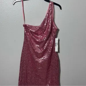 Aqua Womens Pink Sequined Mini‎ One Shoulder Formal Cocktail/ Party Dress S thumbnail 2