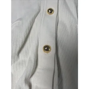 Lilly Pulitzer Ribbed V-Neck Cardigan Womens Size XS‎ White Gold Button Cotton thumbnail 3