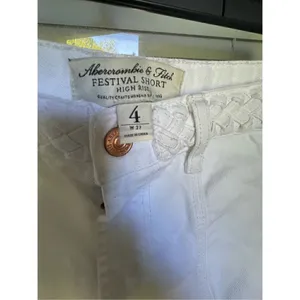 Abercrombie & Fitch High Rise Braided Waist Fringe Hem Festival Shorts White Sz4 thumbnail 9