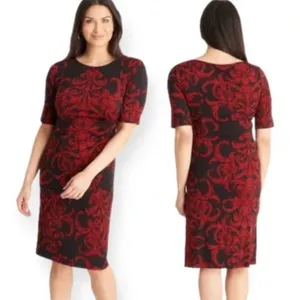 Connected Apparel Women's Elbow Sleeve Printed Sheath Dress Size 4 Petite NWOT thumbnail 8