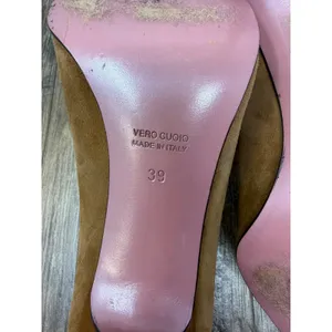 Escada Tan Suede Pointed Toe Pumps Patent Heel Accent Made in Italy Size 8.5 thumbnail 5