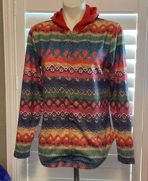 Colorful Patterned Women's Hoodie Red Size M thumbnail 1