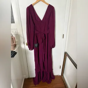 Lulus Tier Elegance Plum Purple Long Sleeve Tiered Maxi Dress Size XXL Formal thumbnail 4