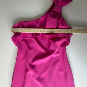 Vince Camuto One Shoulder Bow Pink Sheath Dress Size 6 Cocktail Wedding Evening thumbnail 13