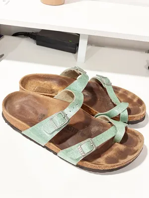 Birkenstock Mayari Metallic Glitter Aqua Sandals Womens Size 7 thumbnail 3