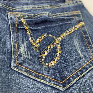Bebe Women's Denim Jeans 27x31 Beaded Medium Sequin Bejeweled Bootcut Rhinestone thumbnail 4