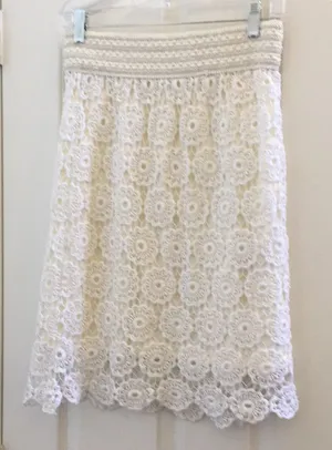 FINAL MARKDOWN Ladies lapis crocheted skirt small thumbnail 1